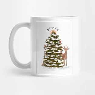 Peace Deer Snow Scene Mug